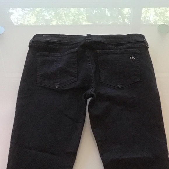 Rag & Bone Jeans Denim Black Coal Stiletto Boot Cut Cropped Raw Hem 25 - Picture 4 of 6
